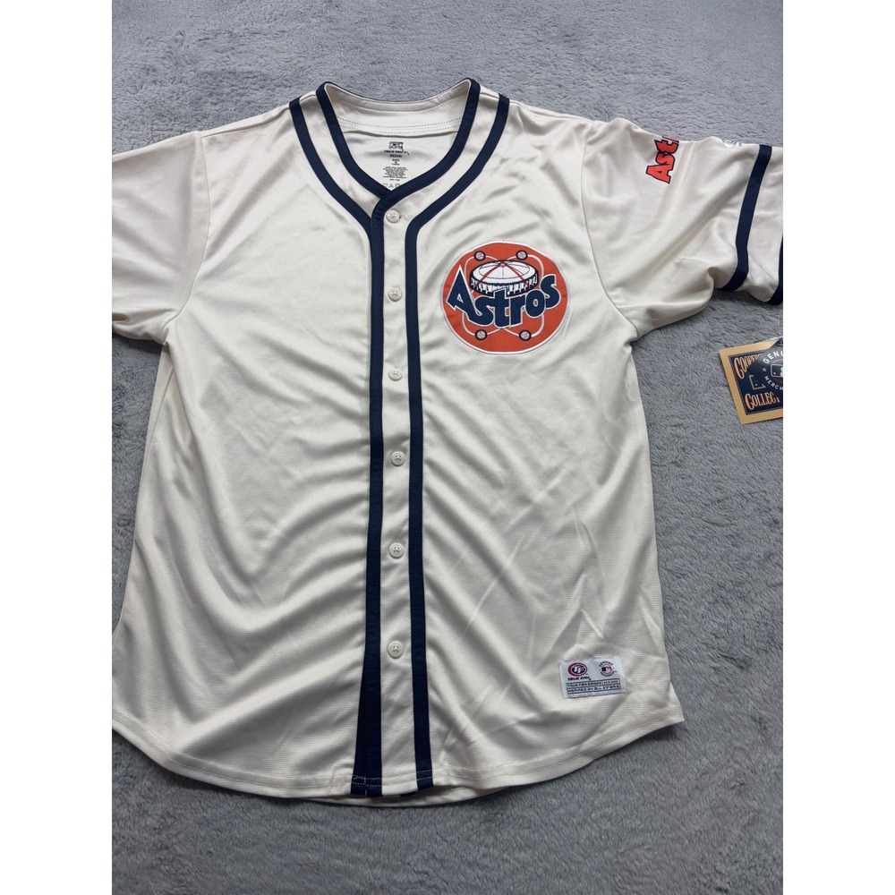 True Fan Houston Astros Cooperstown Collection Jersey Navy Cream Mens M Retro